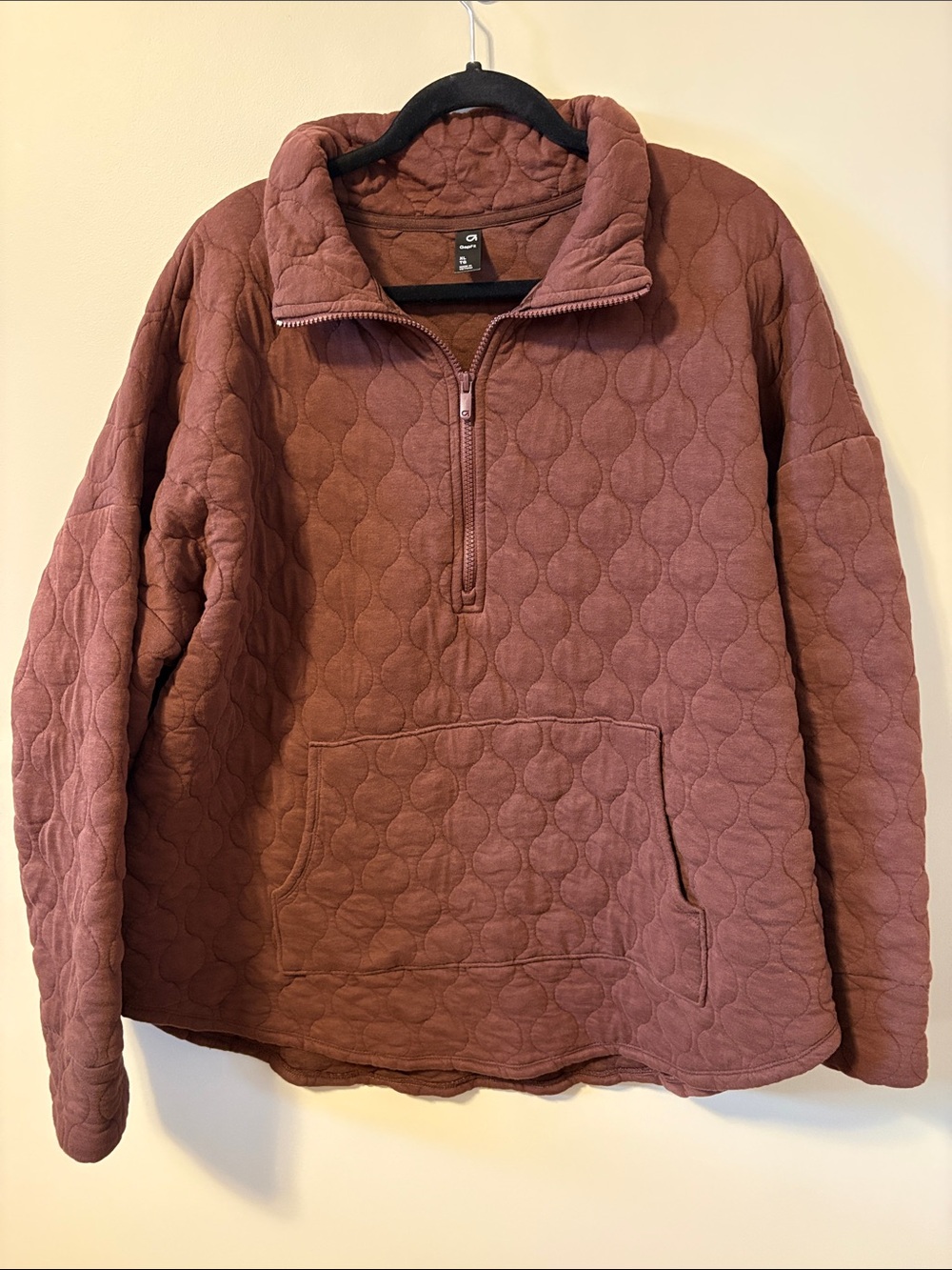 Quilted Half-Zip Pullover in Brown